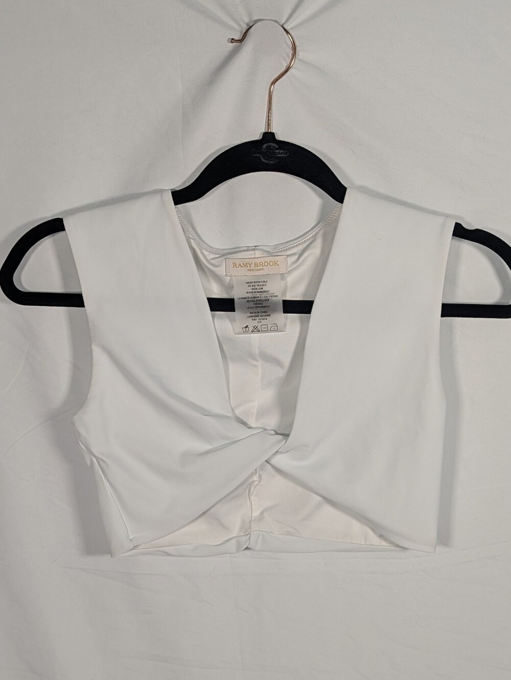 Ramy Brook White Twist-Front Crop Top